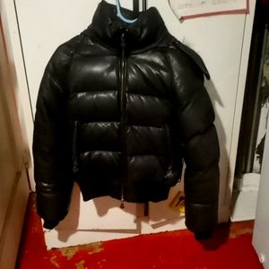 100% genuine goat leather puffer coat (black)
